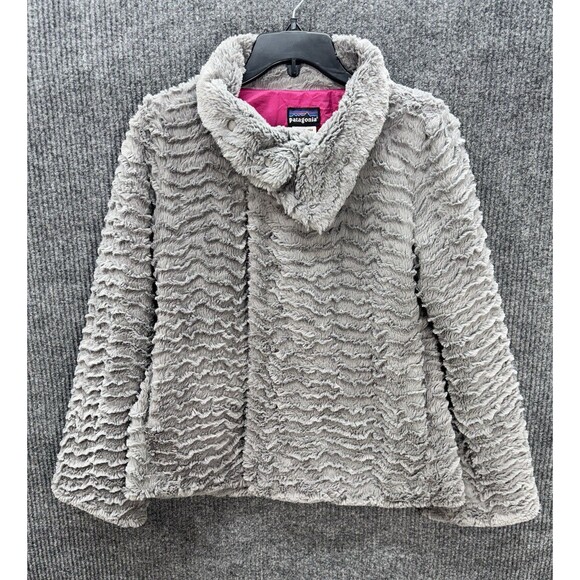 Patagonia Pelage Jacket Women's XS Gray Full Zip Snap Curly Fleece Fuzzy EUC - Picture 1 of 13